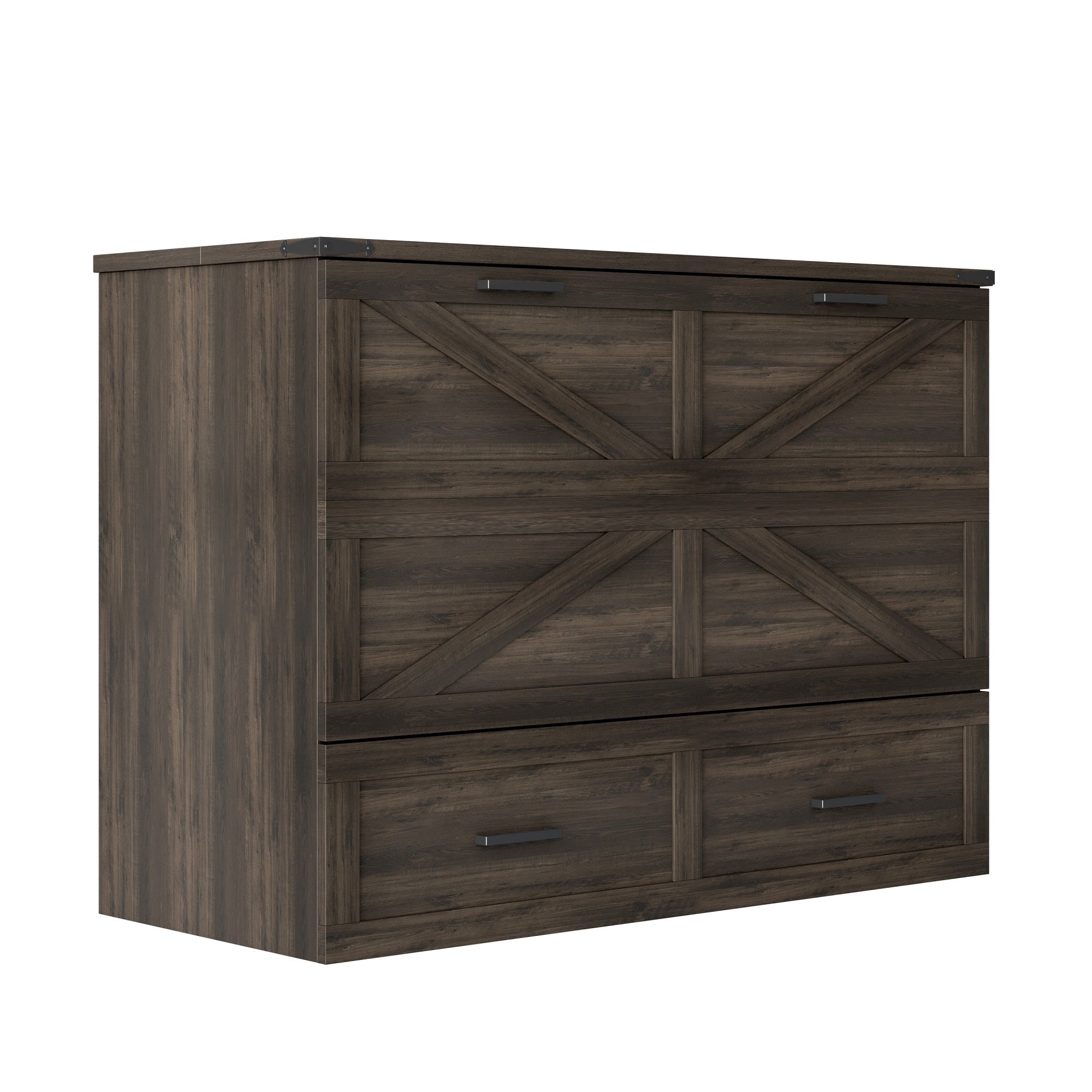 Bellemave® Murphy Bed, Cabinet Bed with Charging Station & Storage, Noisy Free, for Guest Bedroom, Living Room, Office, Rustic Gray - Bellemave
