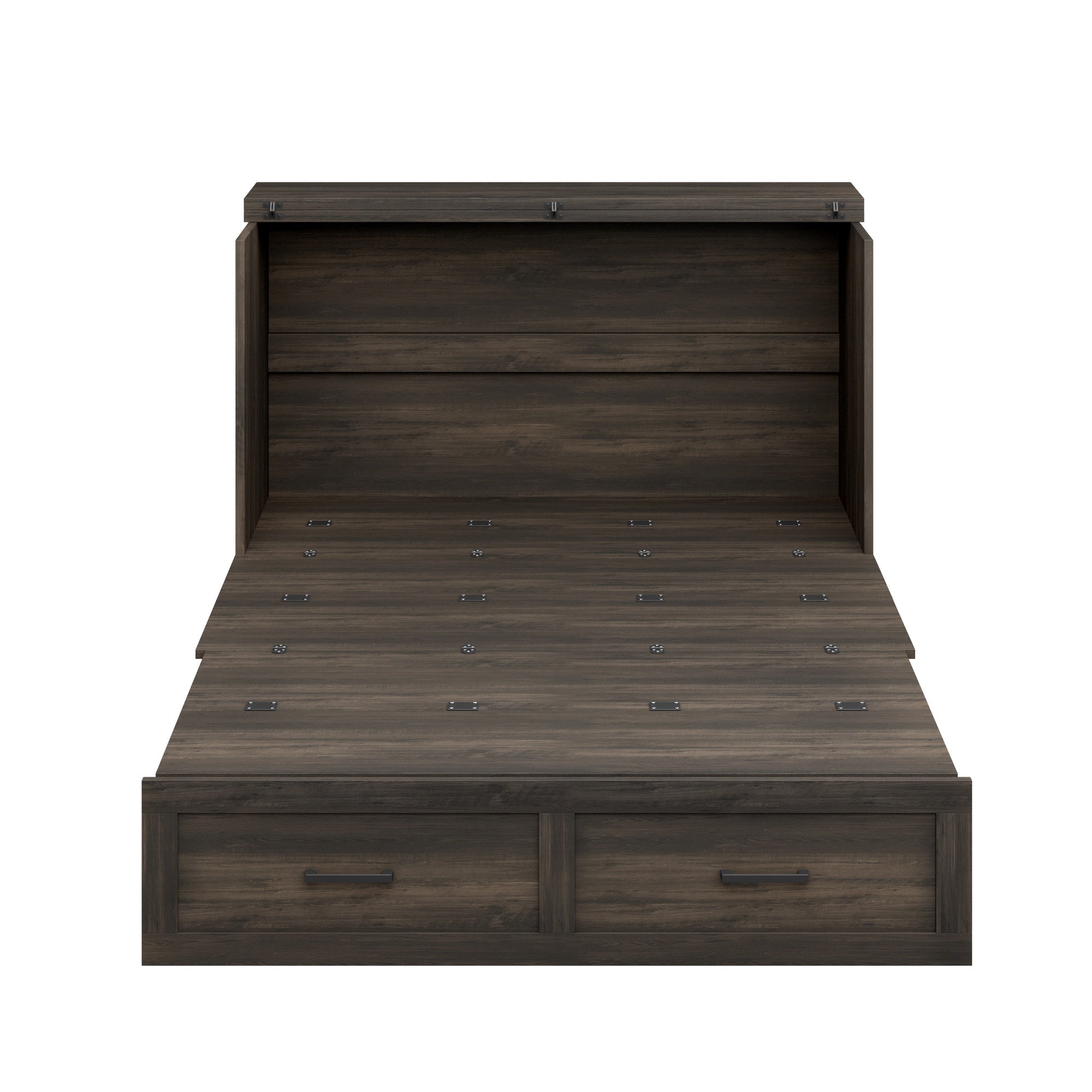 Bellemave® Murphy Bed, Cabinet Bed with Charging Station & Storage, Noisy Free, for Guest Bedroom, Living Room, Office, Rustic Gray - Bellemave
