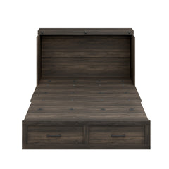Bellemave® Murphy Bed, Cabinet Bed with Charging Station & Storage, Noisy Free, for Guest Bedroom, Living Room, Office, Rustic Gray - Bellemave