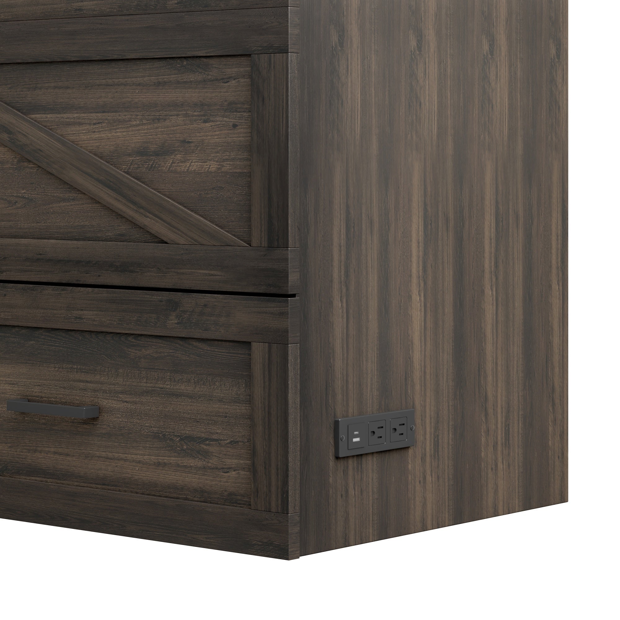 Bellemave® Murphy Bed, Cabinet Bed with Charging Station & Storage, Noisy Free, for Guest Bedroom, Living Room, Office, Rustic Gray - Bellemave