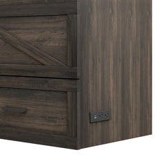 Bellemave® Murphy Bed, Cabinet Bed with Charging Station & Storage, Noisy Free, for Guest Bedroom, Living Room, Office, Rustic Gray - Bellemave