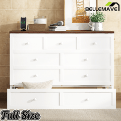 Bellemave® Murphy Bed Cabinet with Charging Station & Storage Drawer - Bellemave