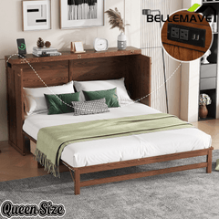 Bellemave® Murphy Bed Cabinet with Charging Station & Storage Drawer - Bellemave