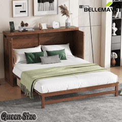 Bellemave® Murphy Bed Cabinet with Charging Station & Storage Drawer - Bellemave