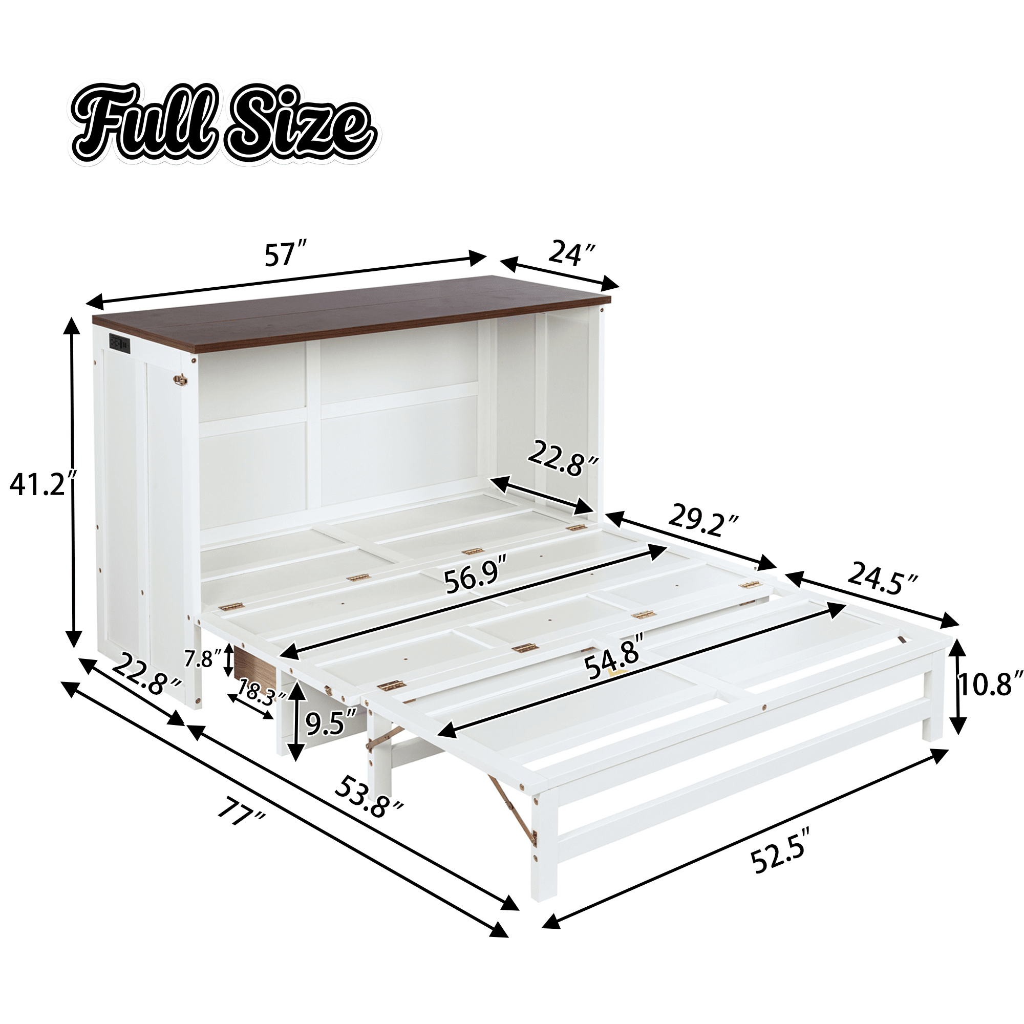 Bellemave® Murphy Bed Cabinet with Charging Station & Storage Drawer - Bellemave