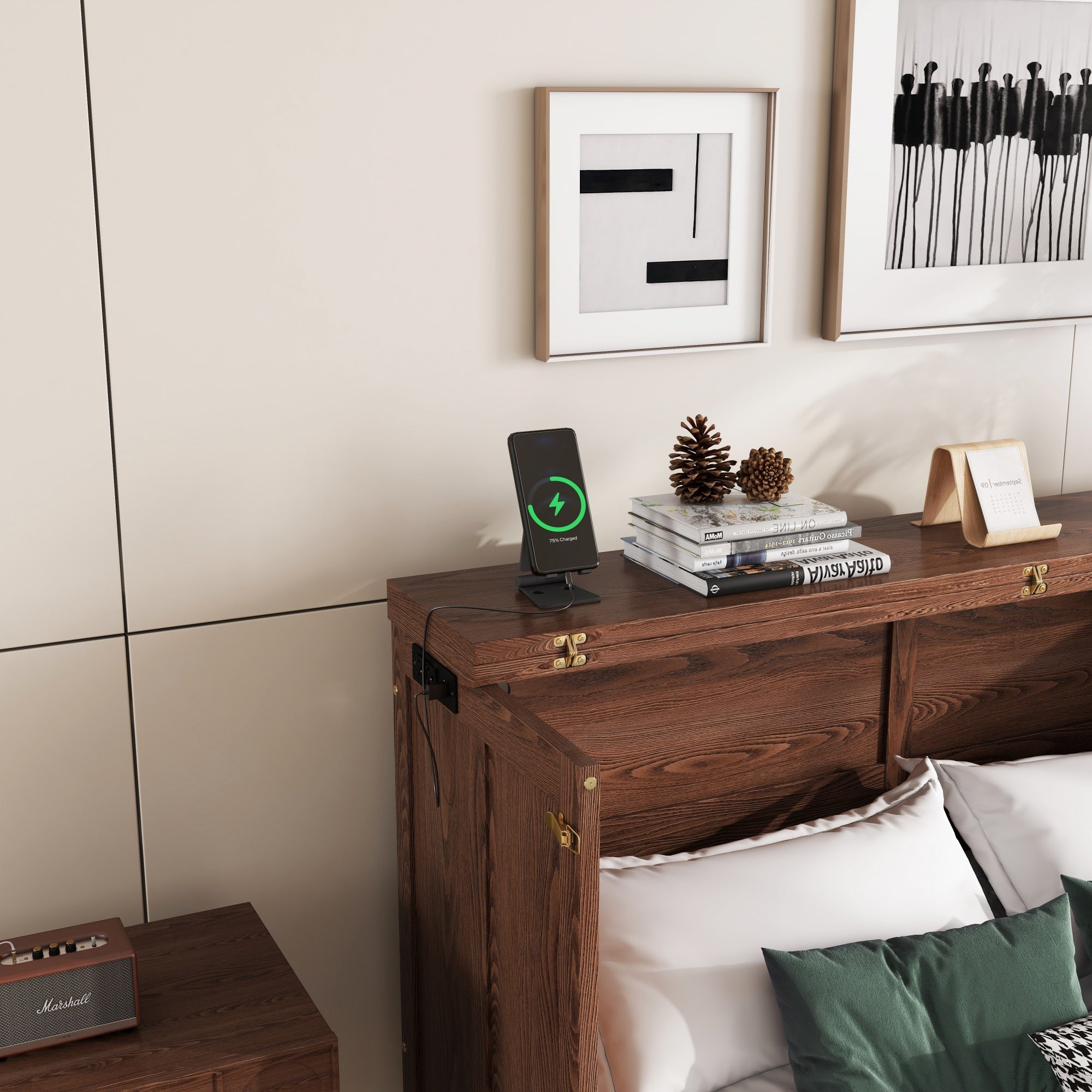 Bellemave® Murphy Bed Cabinet with Charging Station & Storage Drawer - Bellemave