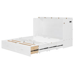 Bellemave® Murphy Bed Wall Bed with drawer and a set of Sockets & USB Ports, Pulley Structure Design - Bellemave