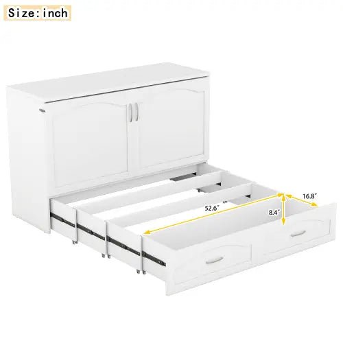 Bellemave® Murphy Bed Wall Bed with drawer and a set of Sockets & USB Ports, Pulley Structure Design - Bellemave