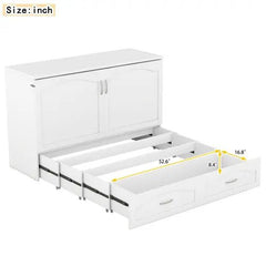 Bellemave® Murphy Bed Wall Bed with drawer and a set of Sockets & USB Ports, Pulley Structure Design - Bellemave
