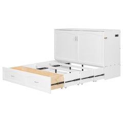 Bellemave® Murphy Bed Wall Bed with drawer and a set of Sockets & USB Ports, Pulley Structure Design - Bellemave