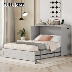 Bellemave® Murphy Bed Wall Bed with drawer and a set of Sockets & USB Ports, Pulley Structure Design - Bellemave