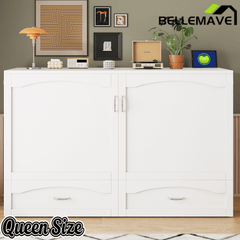 Bellemave® Murphy Bed Wall Bed with drawer and a set of Sockets & USB Ports, Pulley Structure Design - Bellemave