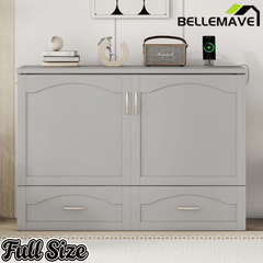 Bellemave® Murphy Bed Wall Bed with drawer and a set of Sockets & USB Ports, Pulley Structure Design - Bellemave