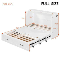 Bellemave® Murphy Bed Wall Bed with drawer and a set of Sockets & USB Ports, Pulley Structure Design - Bellemave