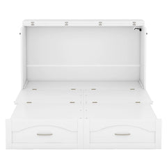Bellemave® Murphy Bed Wall Bed with drawer and a set of Sockets & USB Ports, Pulley Structure Design - Bellemave
