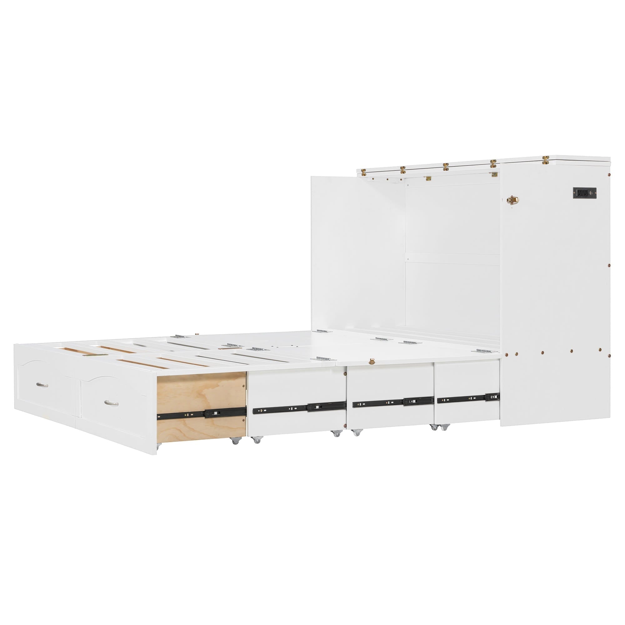 Bellemave® Murphy Bed Wall Bed with drawer and a set of Sockets & USB Ports, Pulley Structure Design - Bellemave