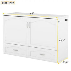 Bellemave® Murphy Bed Wall Bed with drawer and a set of Sockets & USB Ports, Pulley Structure Design - Bellemave