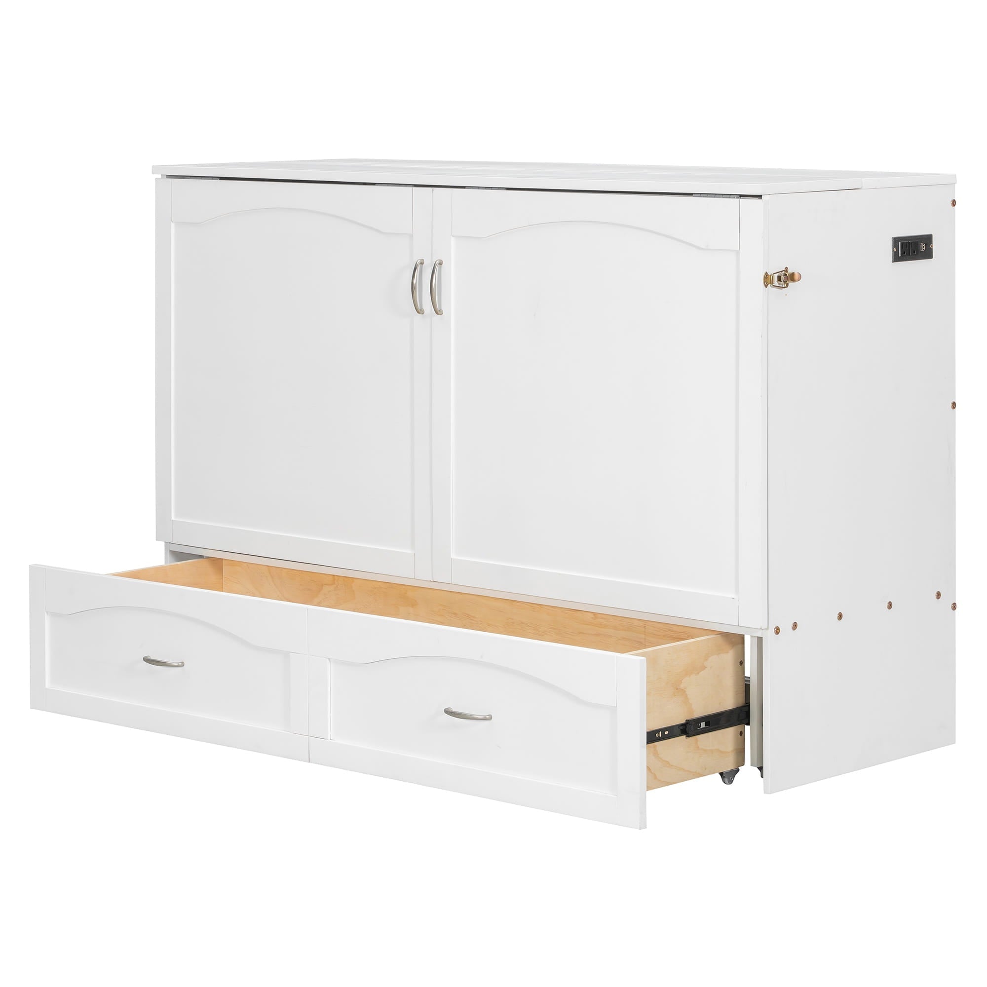 Bellemave® Murphy Bed Wall Bed with drawer and a set of Sockets & USB Ports, Pulley Structure Design - Bellemave
