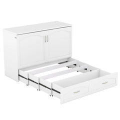 Bellemave® Murphy Bed Wall Bed with drawer and a set of Sockets & USB Ports, Pulley Structure Design - Bellemave