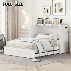 Bellemave® Murphy Bed Wall Bed with drawer and a set of Sockets & USB Ports, Pulley Structure Design - Bellemave