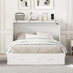 Bellemave® Murphy Bed Wall Bed with drawer and a set of Sockets & USB Ports, Pulley Structure Design - Bellemave