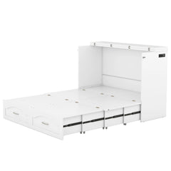 Bellemave® Murphy Bed Wall Bed with drawer and a set of Sockets & USB Ports, Pulley Structure Design - Bellemave