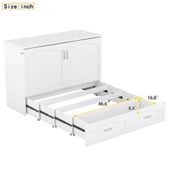 Bellemave® Murphy Bed Wall Bed with drawer and a set of Sockets & USB Ports, Pulley Structure Design - Bellemave