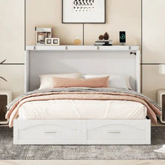 Bellemave® Murphy Bed Wall Bed with drawer and a set of Sockets & USB Ports, Pulley Structure Design - Bellemave