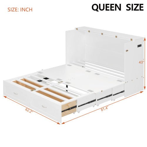 Bellemave® Murphy Bed Wall Bed with drawer and a set of Sockets & USB Ports, Pulley Structure Design - Bellemave