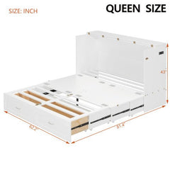 Bellemave® Murphy Bed Wall Bed with drawer and a set of Sockets & USB Ports, Pulley Structure Design - Bellemave