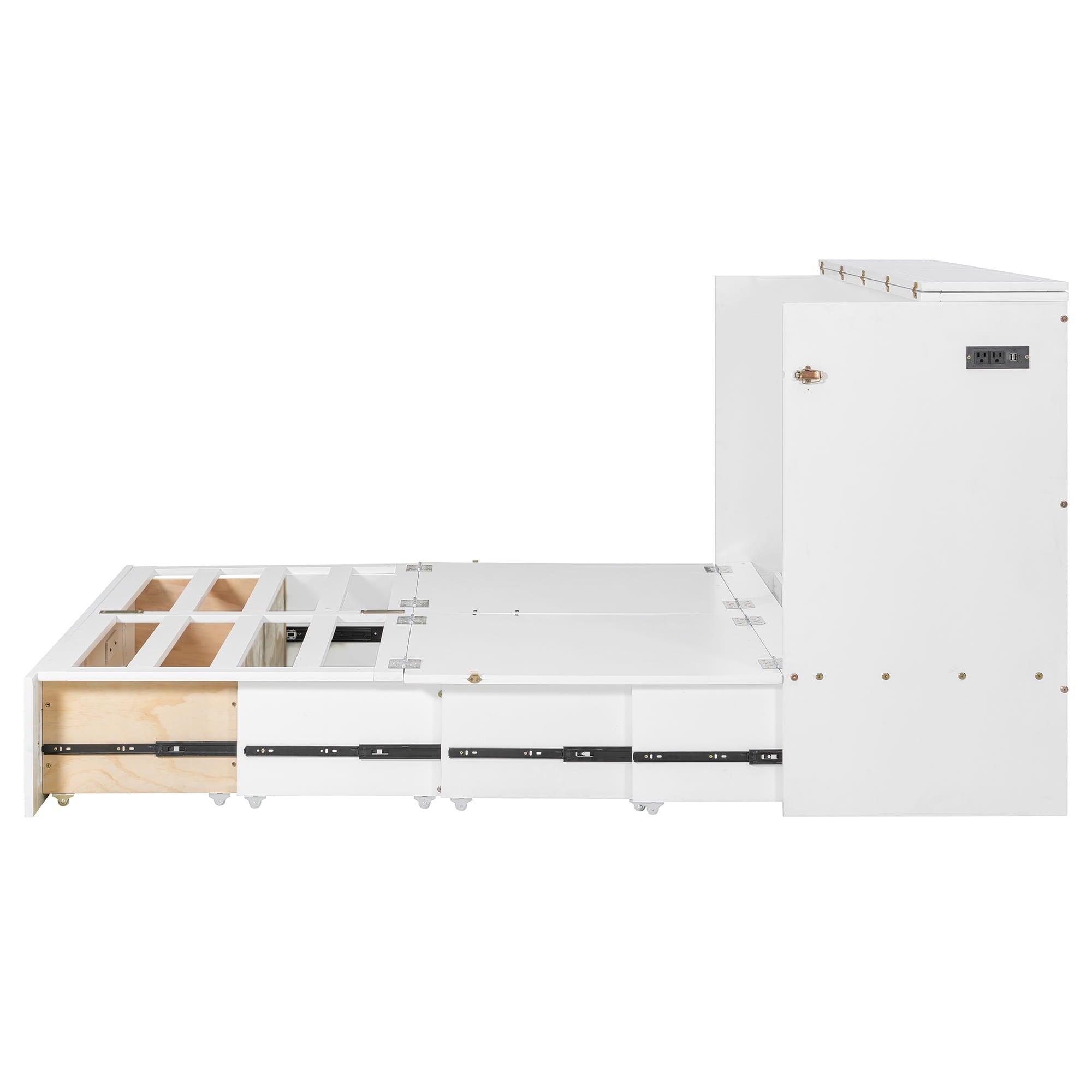 Bellemave® Murphy Bed Wall Bed with drawer and a set of Sockets & USB Ports, Pulley Structure Design - Bellemave