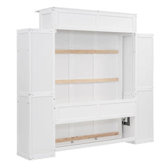 Bellemave® Murphy Bed Wall Bed with Shelves and LED Lights - Bellemave