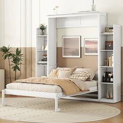 Bellemave® Murphy Bed Wall Bed with Shelves and LED Lights - Bellemave