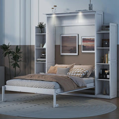 Bellemave® Murphy Bed Wall Bed with Shelves and LED Lights - Bellemave