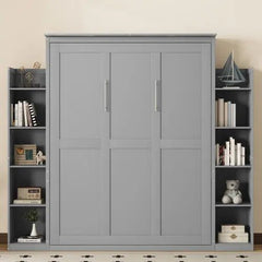 Bellemave® Murphy Bed Wall Bed with Shelves and LED Lights - Bellemave