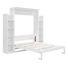 Bellemave® Murphy Bed Wall Bed with Shelves and LED Lights - Bellemave