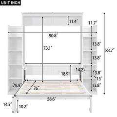 Bellemave® Murphy Bed Wall Bed with Shelves and LED Lights - Bellemave