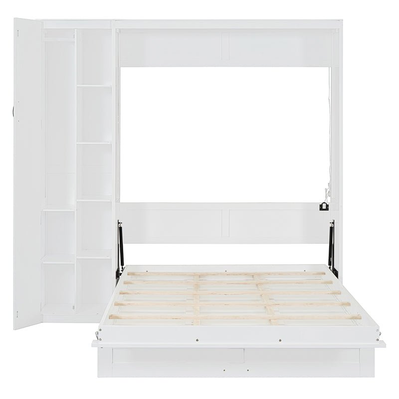 Bellemave® Murphy Bed Wall Bed with Shelves, Drawers and LED Lights - Bellemave