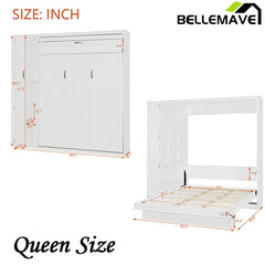Bellemave® Murphy Bed Wall Bed with Shelves, Drawers and LED Lights - Bellemave