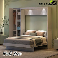 Bellemave® Murphy Bed Wall Bed with Shelves, Drawers and LED Lights - Bellemave