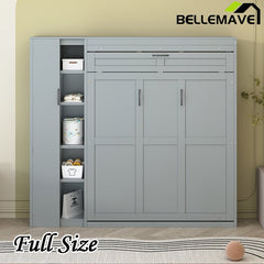 Bellemave® Murphy Bed Wall Bed with Shelves, Drawers and LED Lights - Bellemave