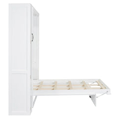 Bellemave® Murphy Bed Wall Bed with Shelves, Drawers and LED Lights - Bellemave