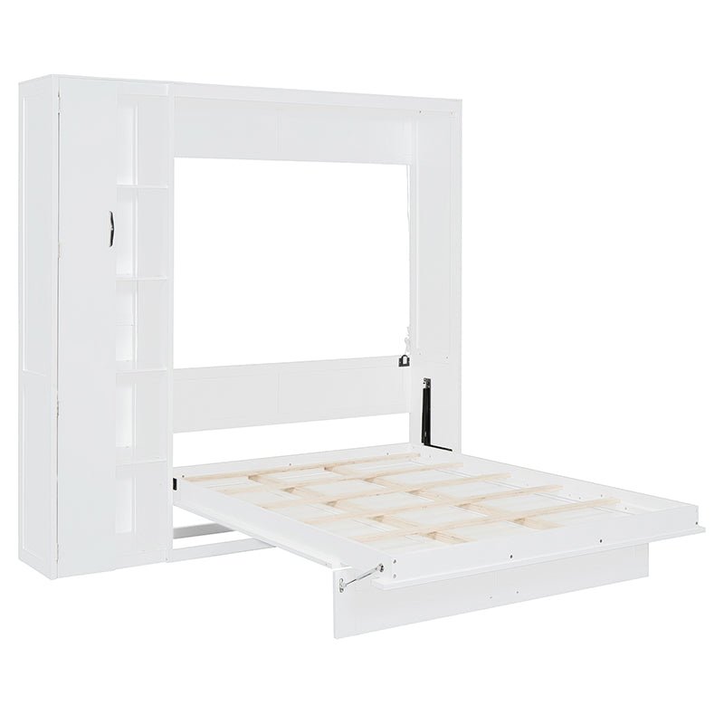 Bellemave® Murphy Bed Wall Bed with Shelves, Drawers and LED Lights - Bellemave
