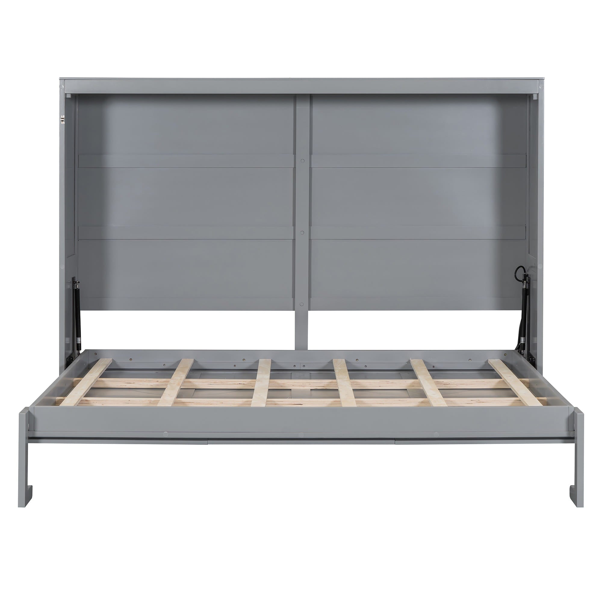 Bellemave® Murphy Bed Wall Chest with Charging Station & Slat Support,Wood Hideaway Cabinet Platform Bed frame with Leg,can be Folded - Bellemave