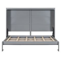 Bellemave® Murphy Bed Wall Chest with Charging Station & Slat Support,Wood Hideaway Cabinet Platform Bed frame with Leg,can be Folded - Bellemave