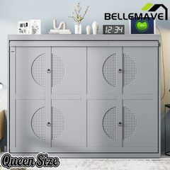 Bellemave® Murphy Bed Wall Chest with Charging Station & Slat Support,Wood Hideaway Cabinet Platform Bed frame with Leg,can be Folded - Bellemave