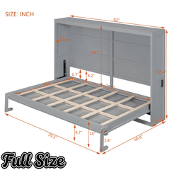 Bellemave® Murphy Bed Wall Chest with Charging Station & Slat Support,Wood Hideaway Cabinet Platform Bed frame with Leg,can be Folded - Bellemave