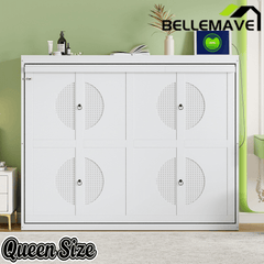 Bellemave® Murphy Bed Wall Chest with Charging Station & Slat Support,Wood Hideaway Cabinet Platform Bed frame with Leg,can be Folded - Bellemave