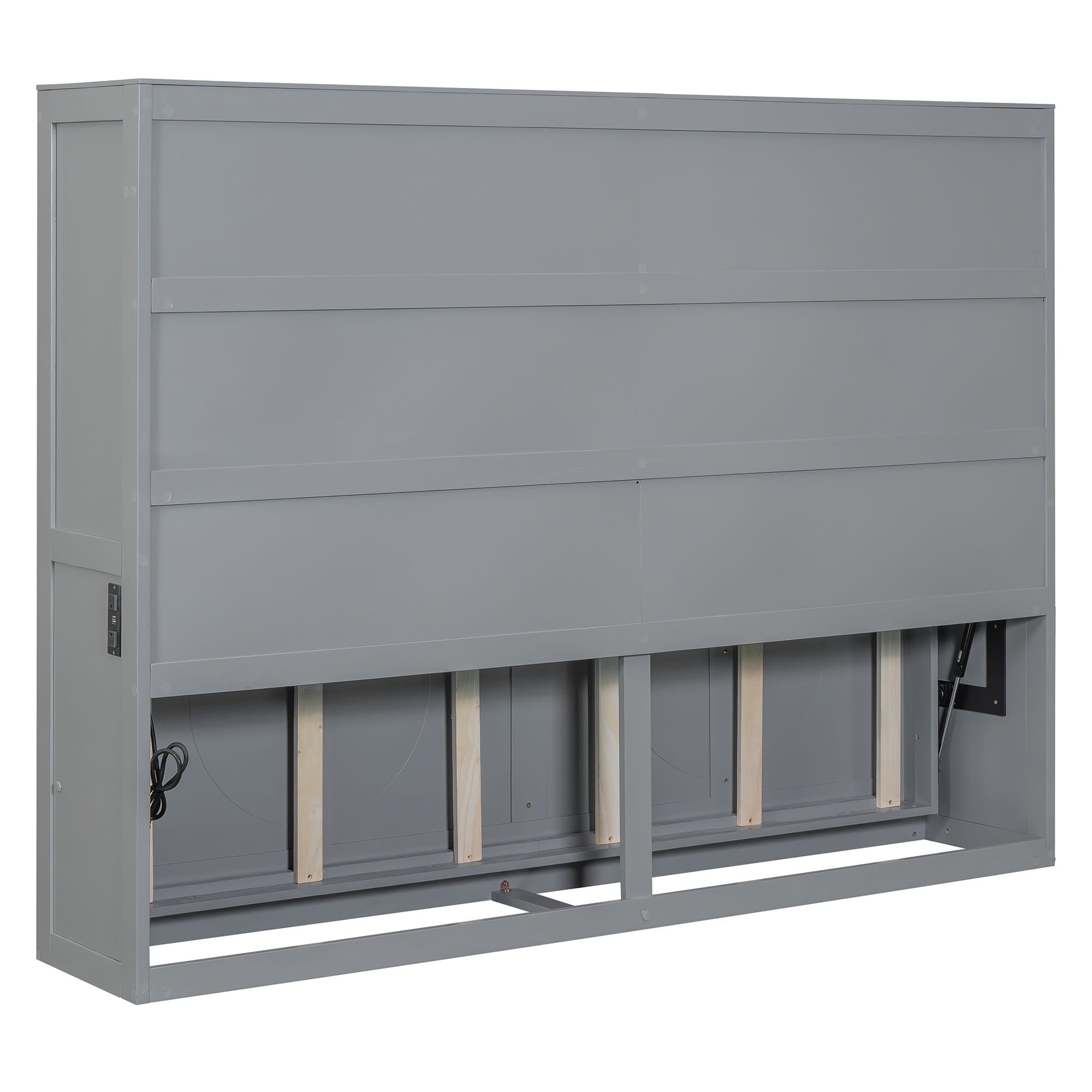Bellemave® Murphy Bed Wall Chest with Charging Station & Slat Support,Wood Hideaway Cabinet Platform Bed frame with Leg,can be Folded - Bellemave