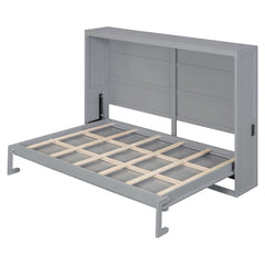 Bellemave® Murphy Bed Wall Chest with Charging Station & Slat Support,Wood Hideaway Cabinet Platform Bed frame with Leg,can be Folded - Bellemave